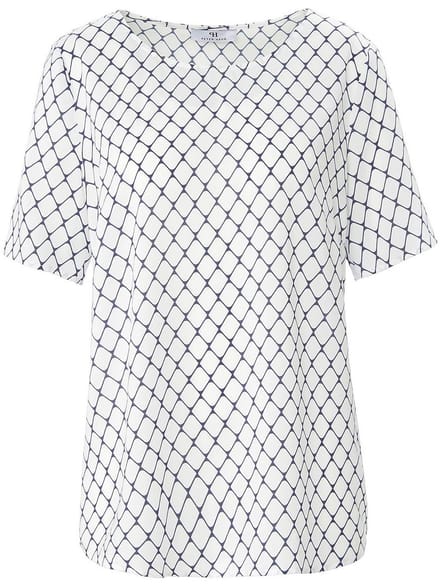 Blouseshirt korte mouwen en print Van Peter Hahn wit