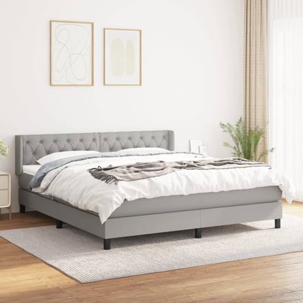 vidaXL - Boxspring - met - matras - stof - lichtgrijs - 160x200 - cm