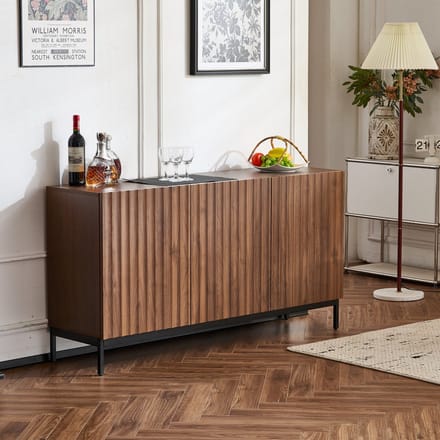 REDOM Sideboard 150x40x80 cm Natuurlijk – MDF, 3D-wellendessin, 2 verstelbare planken, anti-kantel, modern