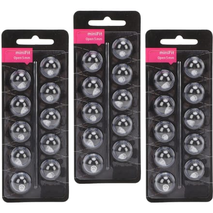 30 pièces Dômes de remplacement pour aides auditives pour MiniFit Double évent Simple couche Antistatique Silicone Ouvert 5MM gray