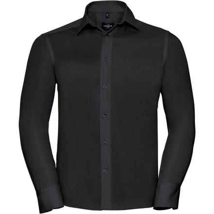 Russell Collection Heren Ultimate Getailleerd Overhemd met Lange Mouwen (Zwart)