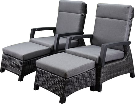 Dallas lounge balkonset 4 delig verstelbaar antraciet