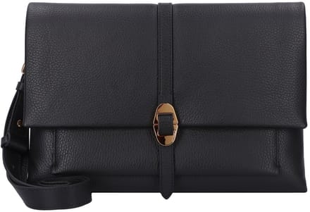 COCCINELLE Leren Schoudertas Dorian Handbag Grained Leather Noir Zwart