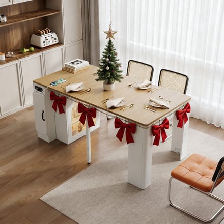 REDOM Eettafel 83 × 39.6~79.6~119.6~149.6 ×77 cm van MDF en glas, uitschuifbaar, modern minimalistisch design