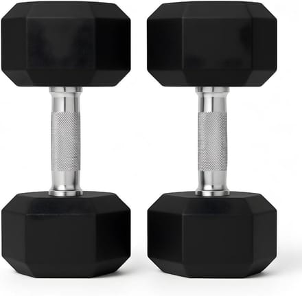 Hex Dumbbell Set - Krachtgewicht Paar - Thuis Krachttraining - Rubberen Coating - Tot 60 kg - Zwart