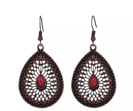Jomide Oorhangers Vintage Dangle Red/Pink - 3