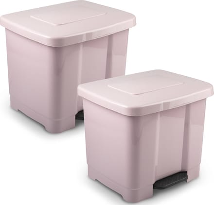 Plasticforte Pedaalemmer - 2x stuks - 2-vaks - roze - 35 liter - 43x38 cm - kunststof
