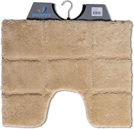 Wicotex - Toiletmat ruit Taupe - Antislip onderkant - WC mat met uitsparing - Afmeting 50x60cm