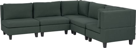 UNSTAD - 5-zitsbank modulair - Donkergroen - Linkszijdig - Polyester