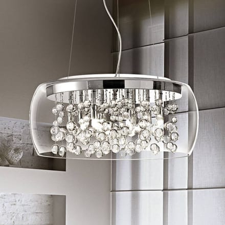 IDEAL LUX Hanglamp Audi van transparante glas, Ø 50 cm