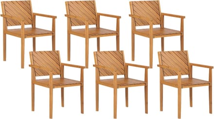 BARATTI - Tuinstoelen set van 6 - Lichtbruin - Acaciahout