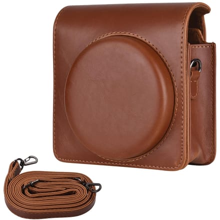 Draagbare Instant Camera Case Draagtas PU Leer met Schouderband Compatibel met Fujifilm Fuji bruin