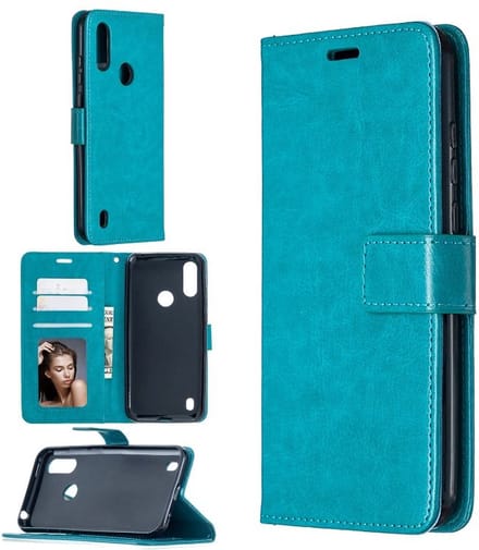 Bookcase Geschikt voor: Motorola Moto E6 Plus - Turquoise - portemonnee hoesje