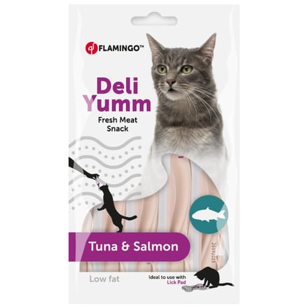 Flamingo Deli Yumm Fresh Meat - Snack Katten - Deli Yumm Fresh Meat Snack Tuna+ Salmon 14gr - 1st - 130398 - 1st