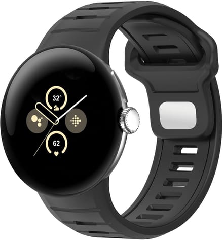 Strap-it Sport bandje siliconen geschikt voor Google Pixel Watch 5 (45 mm) / 4 (45 mm) / 3 (45 mm) - Zwart