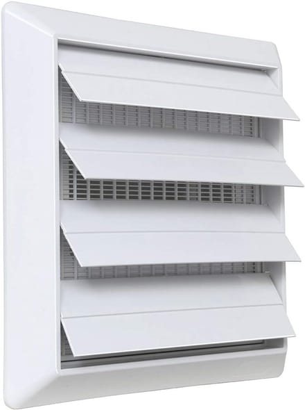 Ventilatierooster ABS Wit 185x185 mm met Terugslagklep en Insectenhor