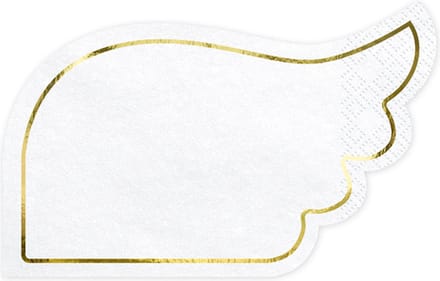 PartyDeco - Vleugel servetten - Servetten - Wit; Goud - Papier - 20 stuk(s)