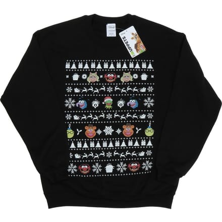 Disney Heren The Muppets Kerstmis Hoofden Sweatshirt (Zwart)