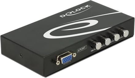 Delock 87635 VGA-switch 4 poorten Bidirectioneel bruikbaar, Met metalen behuizing 1920 x 1440 Pixel