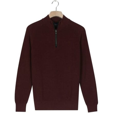 Baileys Trui Uni Color Cotton Half Zip Half Cardigan Knit Deep Mauve / male