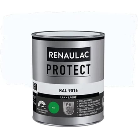 Renaulac Buitenlak Protect - Verkeerswit Ral 9016 - Mat - 750ml