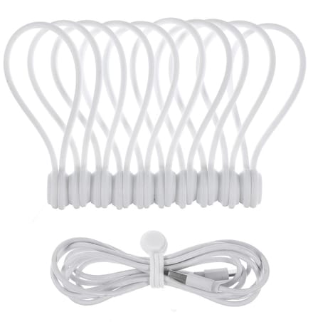 Dailygoods - Magnetische Kabelbinders - Herbruikbare Kabelorganizer - Siliconen - Wit - USB-kabelmanagement - Voor Kantoor en Thuis