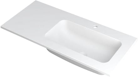 INK Faktor Wastafel Polystone Rechts met 1 Kraangat - 1000x450x15 mm - Mat Wit