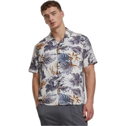 Urban Classics - Viscose AOP Resort Overhemd - 4XL - Blauw