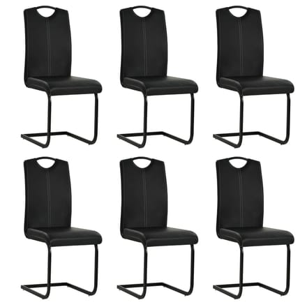 vidaXL - Eetkamerstoelen - 6 - st - kunstleer - zwart