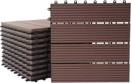 WPC Vloertegels Houtlook Balkon Terras Coffee 1m² – Extra Sterk en Duurzaam