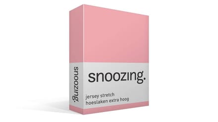 Snoozing Jersey Stretch - Hoeslaken - Extra Hoog - Eenpersoons - 90/100x200/220 cm - Roze