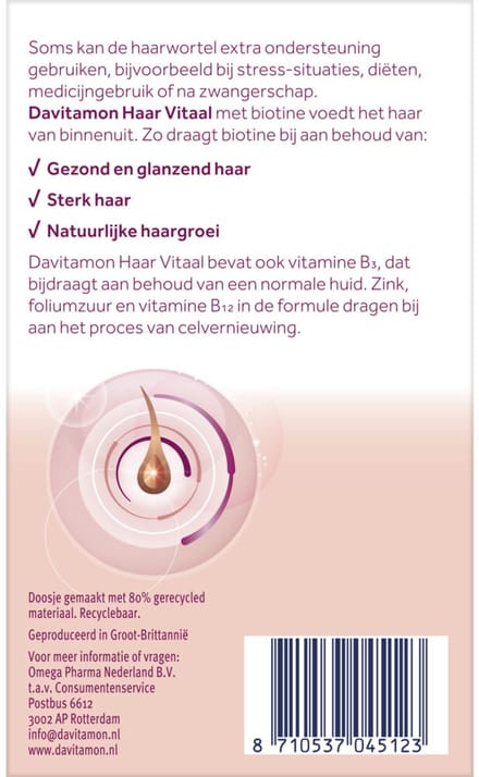 Davitamon Haar Vitaal - 2 x 30 tabletten - Voordeelverpakking
