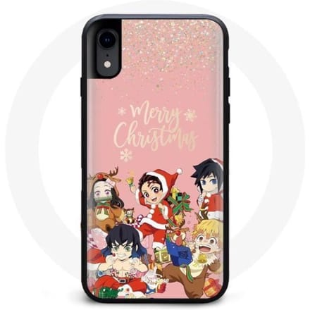 Coque pour Iphone XR - Demon Slayer - Merry Christmas - Souple - Noir - Anime Manga
