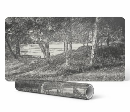 Antislip beschermmat voor op het bureau met bosmotief, 90x45 cm