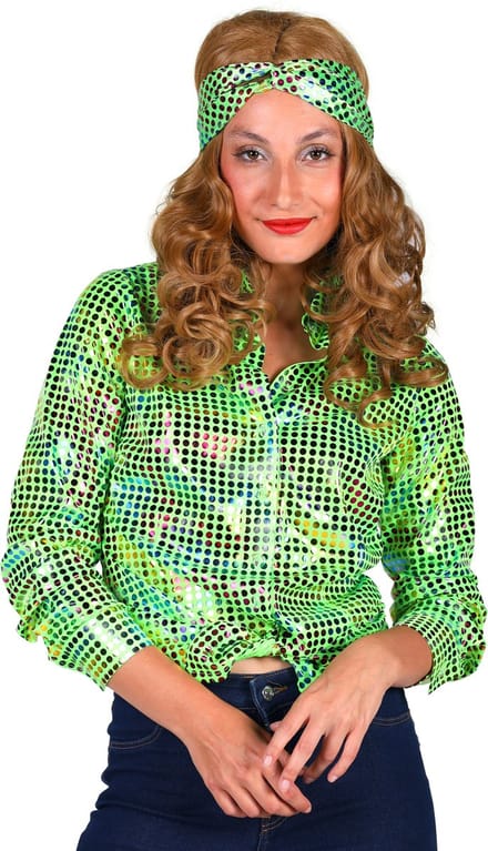 Shirt disco dame groen | Disco '80/'90 | Maat M