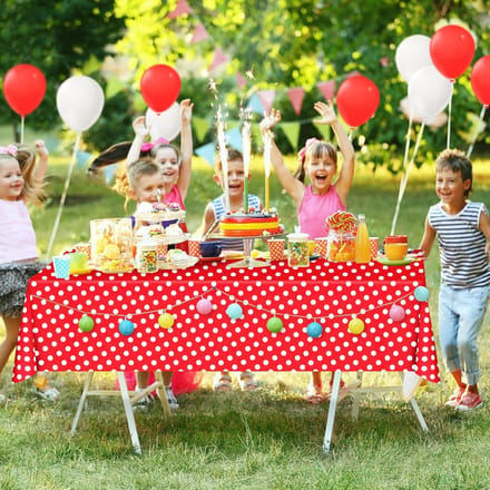 Solidchoice - Rode Plastic Tafelkleed met Polka Dots voor Feestjes en Verjaardagen