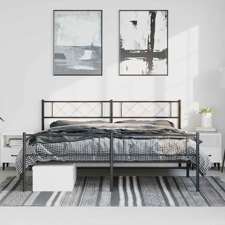 vidaXL - Bedframe - met - hoofd- - en - voeteneinde - metaal - zwart - 183x213 - cm