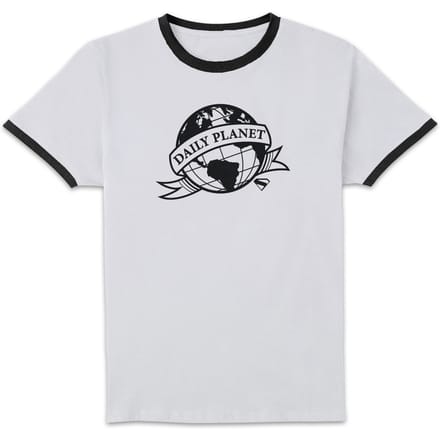 DC Comics Superman Daily Planet Unisex Ringer T-Shirt - White/Black - M