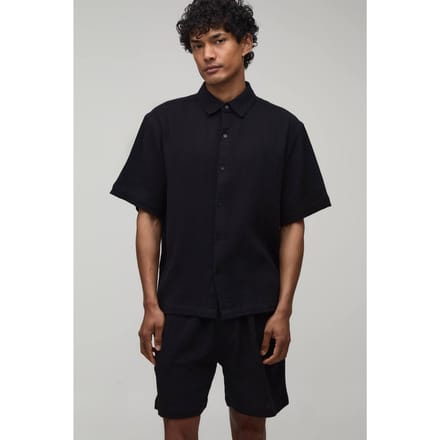 Katoenen Gaas Oversized Shirt & Baggy Short Set | Black | Size Medium