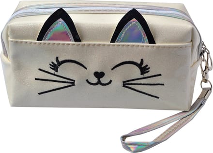 Juleeze Toilettas Dames Kat 18x10 cm Wit Polyurethaan