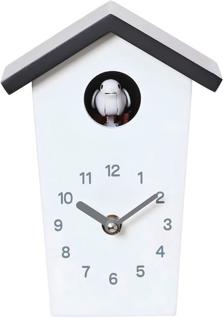 DnA® Klok - Moderne Koekoeksklok - Minimalistisch Design - Wit/Zwart - 17cm × 13cm × 9cm