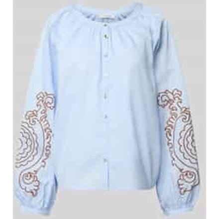 Blouse met ronde hals en motiefstitching