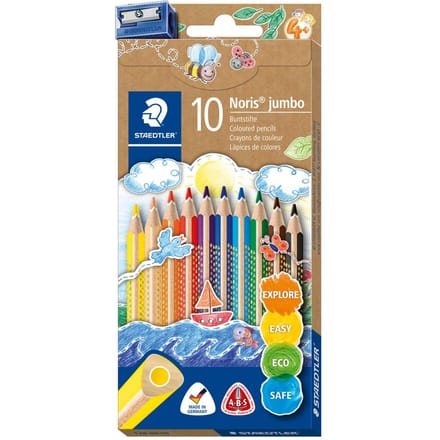 STAEDTLER Kleurpotloden "Noris jumbo" + puntenslijper - 10 kleuren