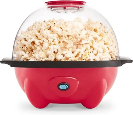 Popcornmachine Elektrisch - Popcornmaker Roerend - Thuis Films Kijken - Deksel Serveerschaal - 18 Kopjes - Rood
