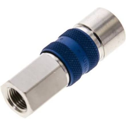Vernikkeld Messing DN 5 Blauw-Coded Luchtkoppeling Snelkoppeling G 1/8 inch Binnendraad - CLS5-F-BN-BLU-P-CD-018