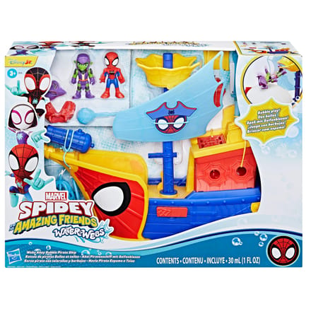 Hasbro Spider-Man piratenschip speelset met actiefiguren en bellen.