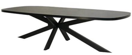 Eettafel Leco deens ovaal 300cm zwart melamine ovale tafel eetkamertafel