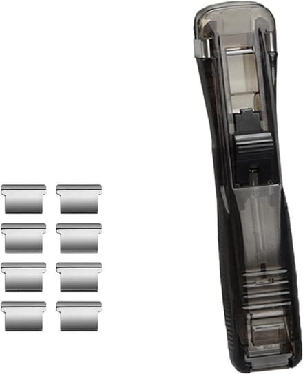 Duurzame Paper Stapler met 8 Herbruikbare Clips, Ideaal voor Kantoor, Thuis en School Documenten