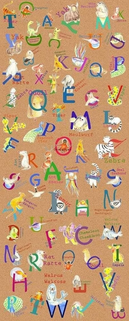 Fotobehang - Animals A-Z 100x250cm - Vliesbehang