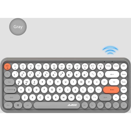 Ajazz 308i clavier Bluetooth capuchon de clé rond 10m connexion Bluetooth 84 touches pour Windows 2000, gris